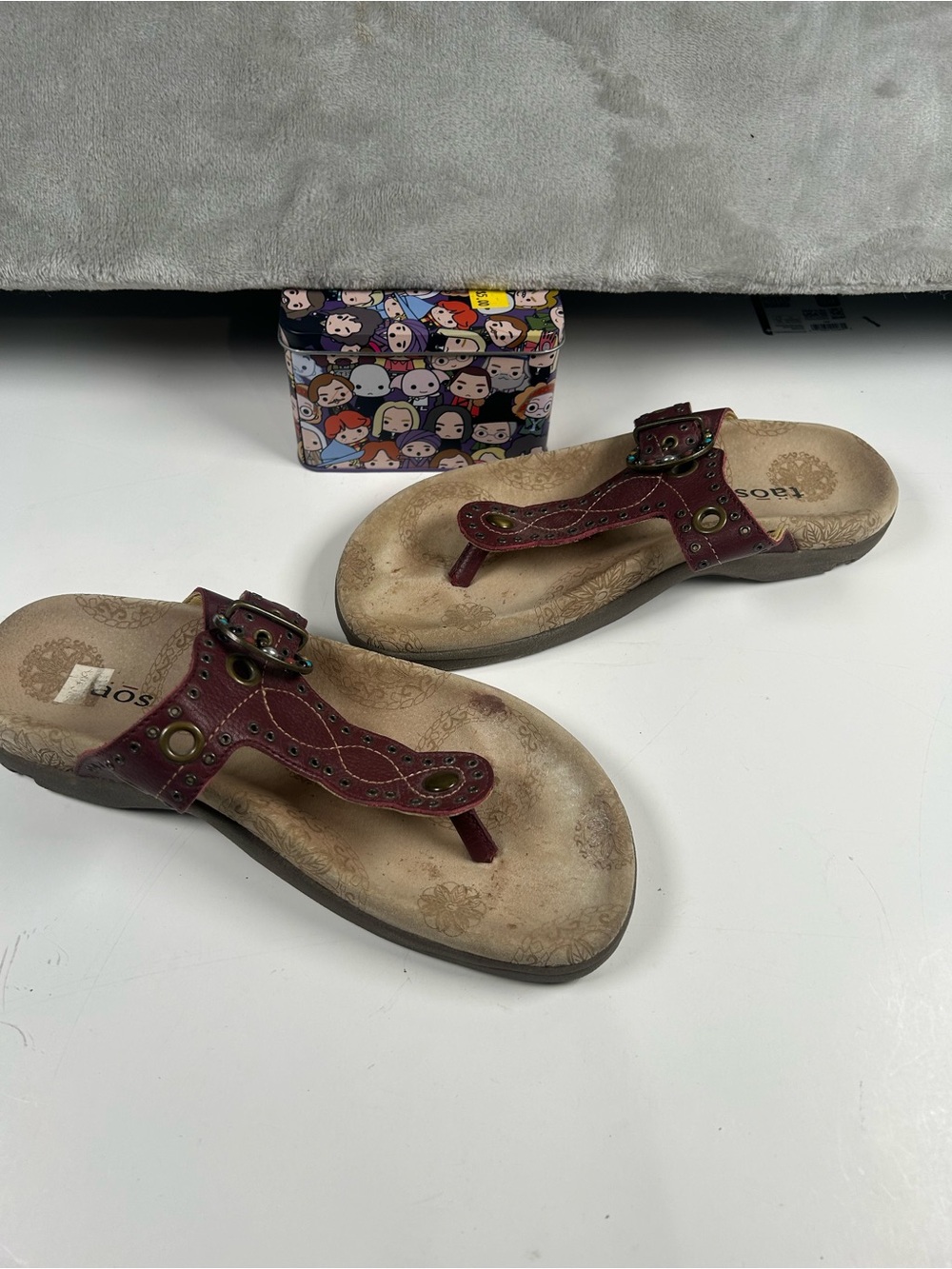 Taos Serena Red and Yellow bohemian buckle Leather Sandals - Picture 3 of 9